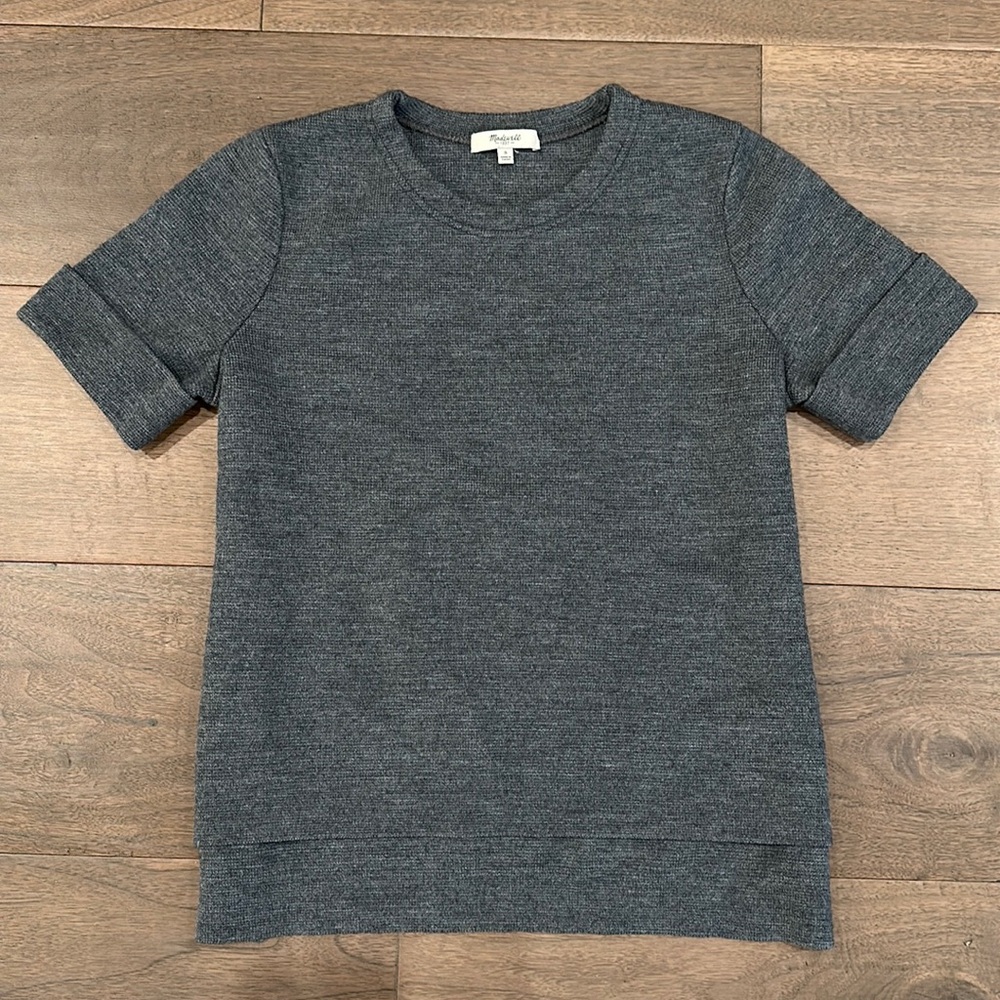 Madewell - Size Small - gray sweater shirt - high low bottom - cuffed sleeves
